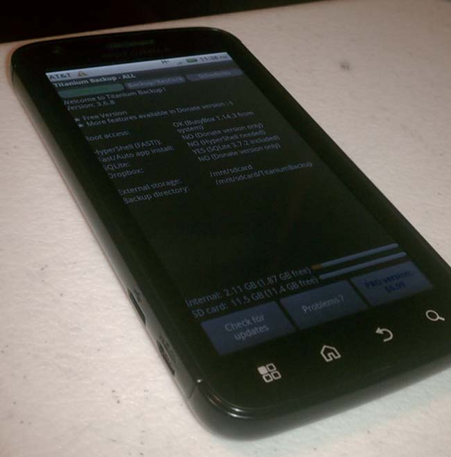 Motorola Atrix Rooted Running Titanium Backup