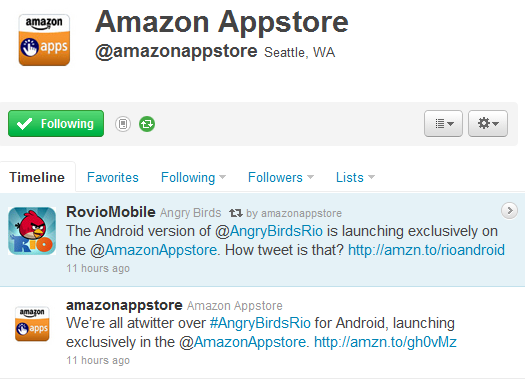 Amazon AppStore Twitter Feed