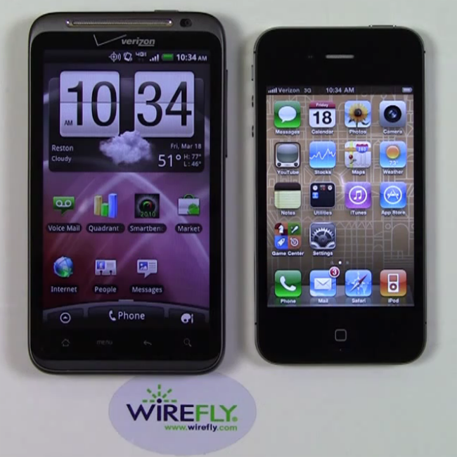WireFly HTC Thunderbolt Vs iPhone 4 Speedtest