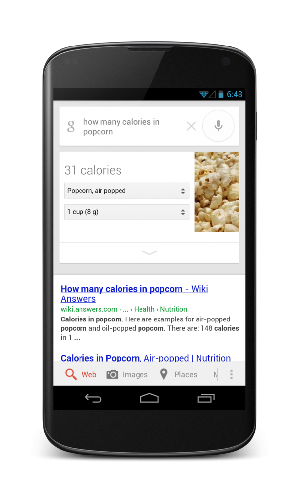 Google Search Nutritional Info