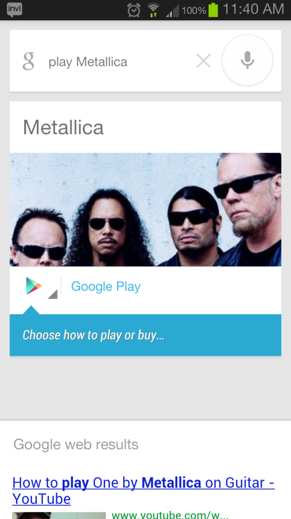 Google Now Music Voice Action 
