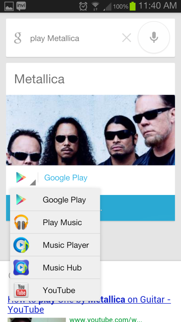 Google Now Music Voice Action