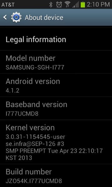 Samsung Galaxy S II Android 4.1.2 Kies Update