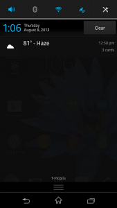 Sony Xperia Z Notification Tray