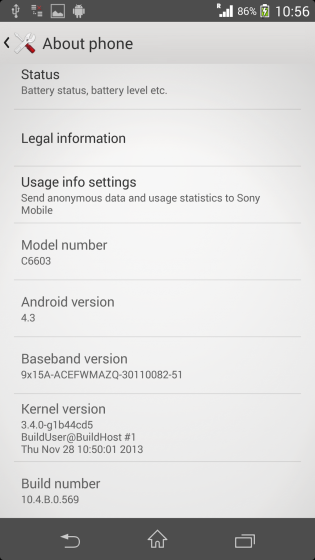 android 4.3 for xperia z