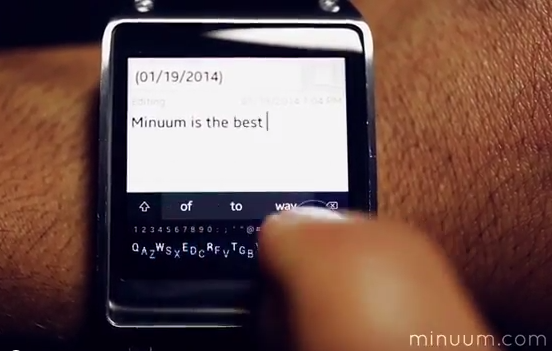 Samsung Galaxy Gear Minuum Keyboard demonstration Teaser