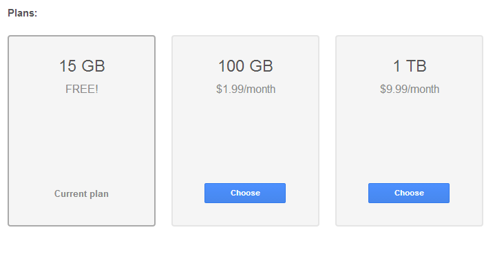 Google Drive Storage Price drops