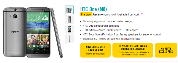 Optus makes the HTC One M8