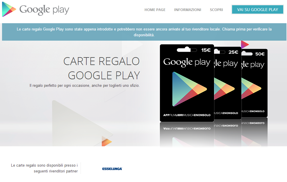 Google Play Gift Cards italy