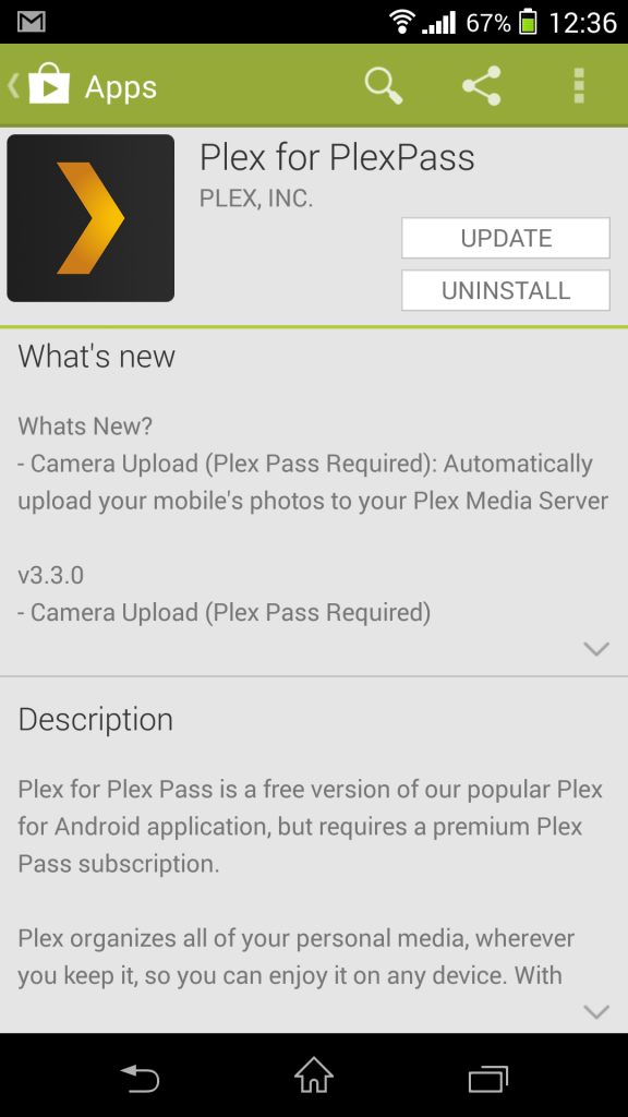 Plex for Android update