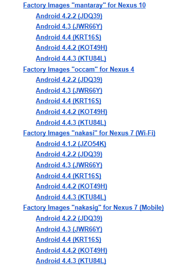 Android 4.4.3 factory Images