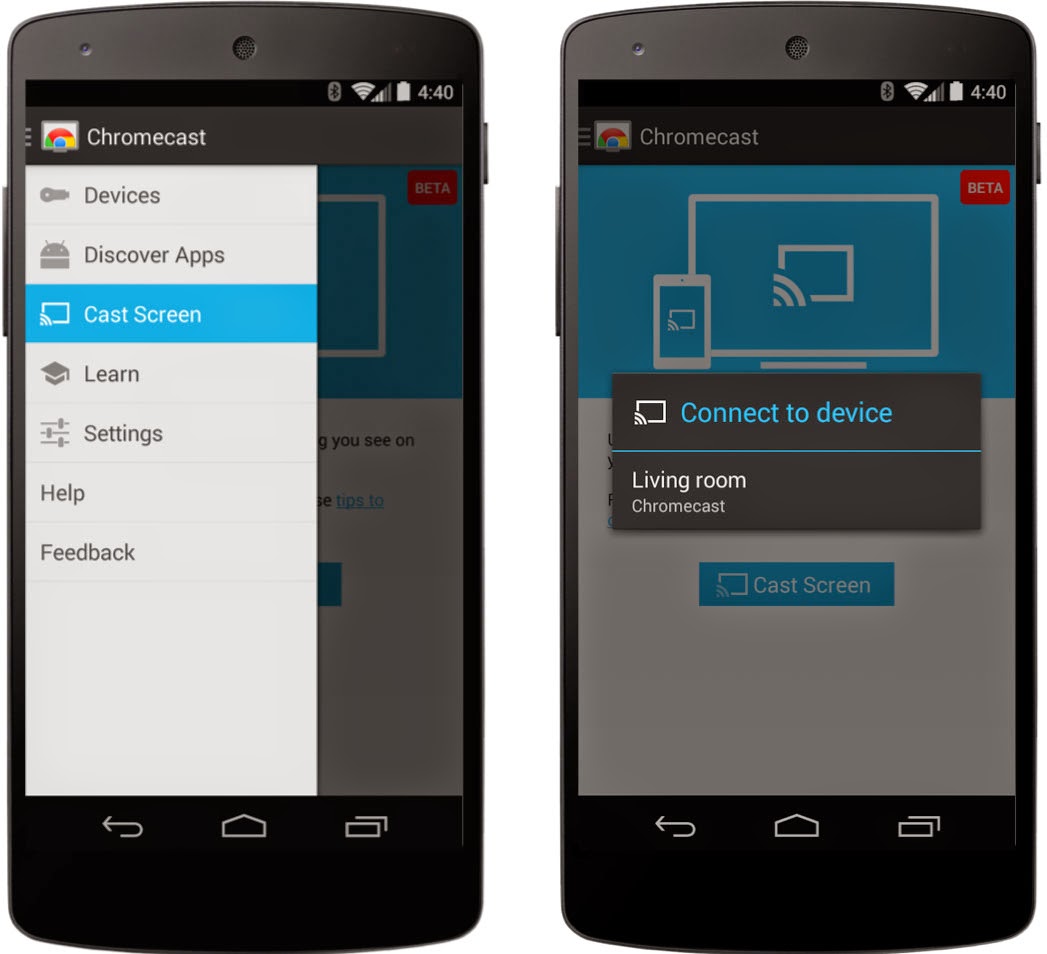 Chromecast app updates with screen mirroring