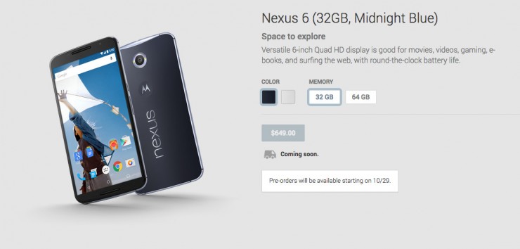 Nexus 6 pre-orders