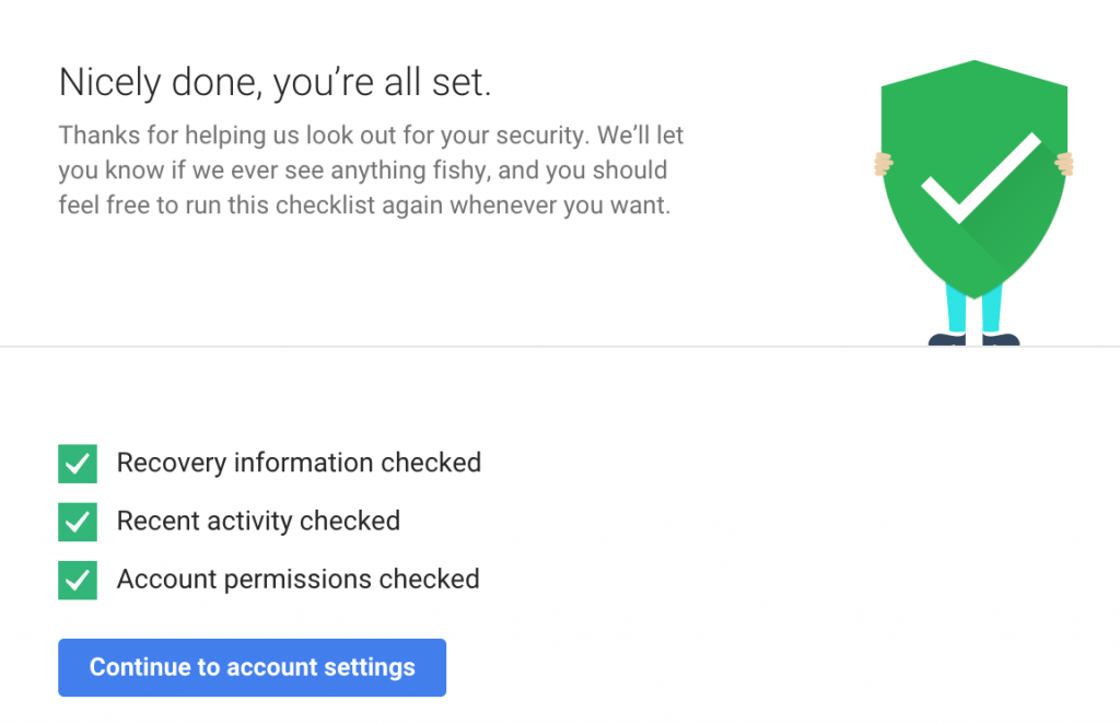 Google Security Checkup free google drive storage