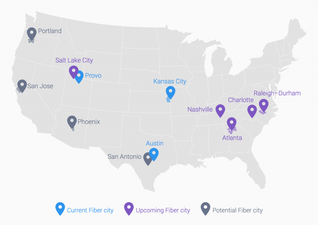 Upcoming Google Fiber Cities