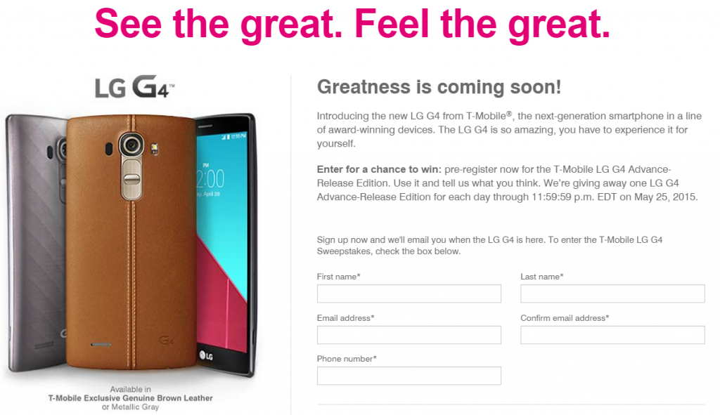 LG G4 T-Mobile early preview contest