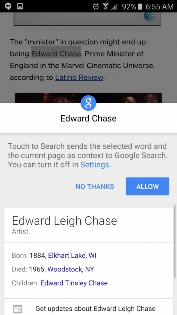 Google tap to search 