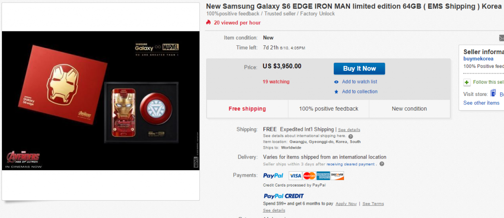 Samsung Galaxy S6 Edge Iron Man limited edition