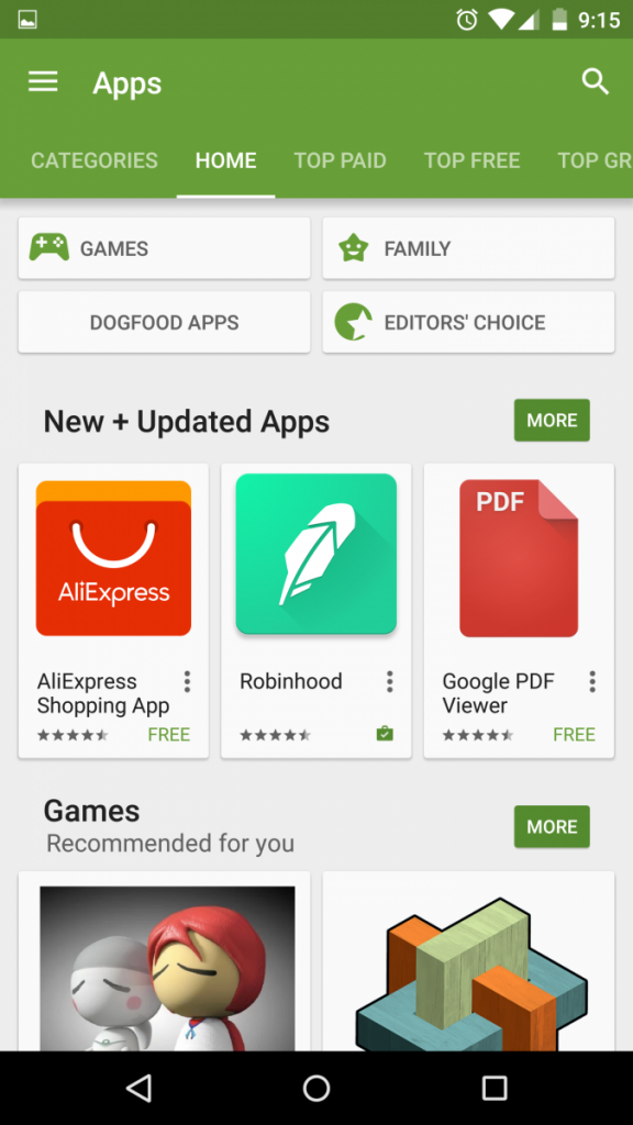 Play Daily button on the Play Store