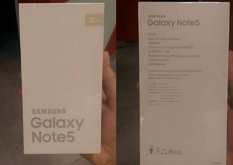 Retail box for the Samsung Galaxy Note 5