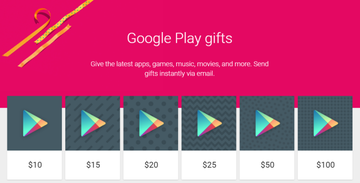 email Google Play credit gifts